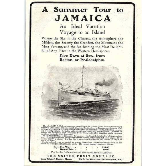 United Fruit Company Tour To Jamaica Philadelphia PA 1903 Magazine Ad SAG7-2